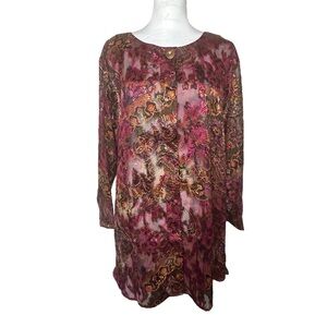 Vintage‎ Victoria’s Secret Tunic Gold Label Paisley Metallic Long Sleeve Blouse
